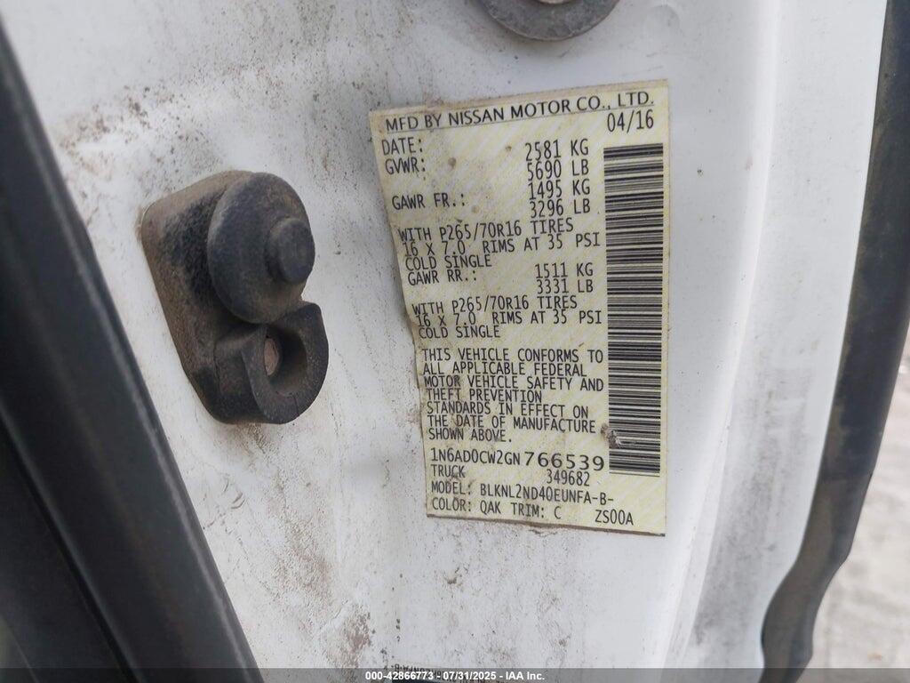 1N6AD0CW2GN766539 2016 NISSAN FRONTIER photo no. 9