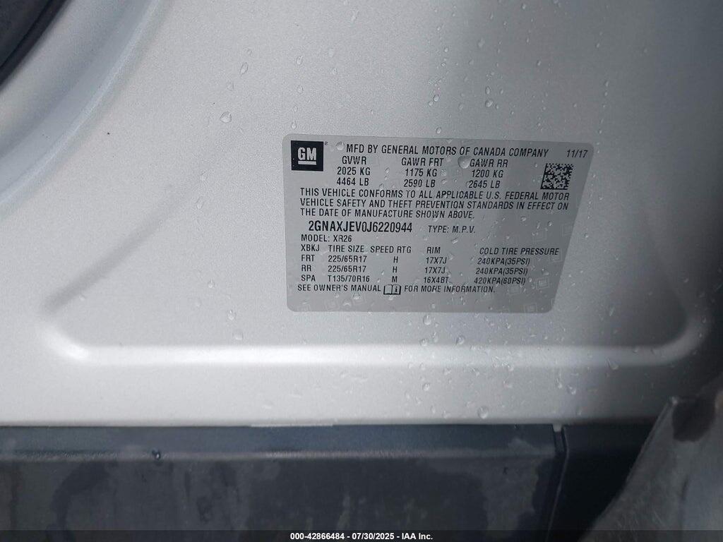 2GNAXJEV0J6220944 2018 CHEVROLET EQUINOX photo no. 9