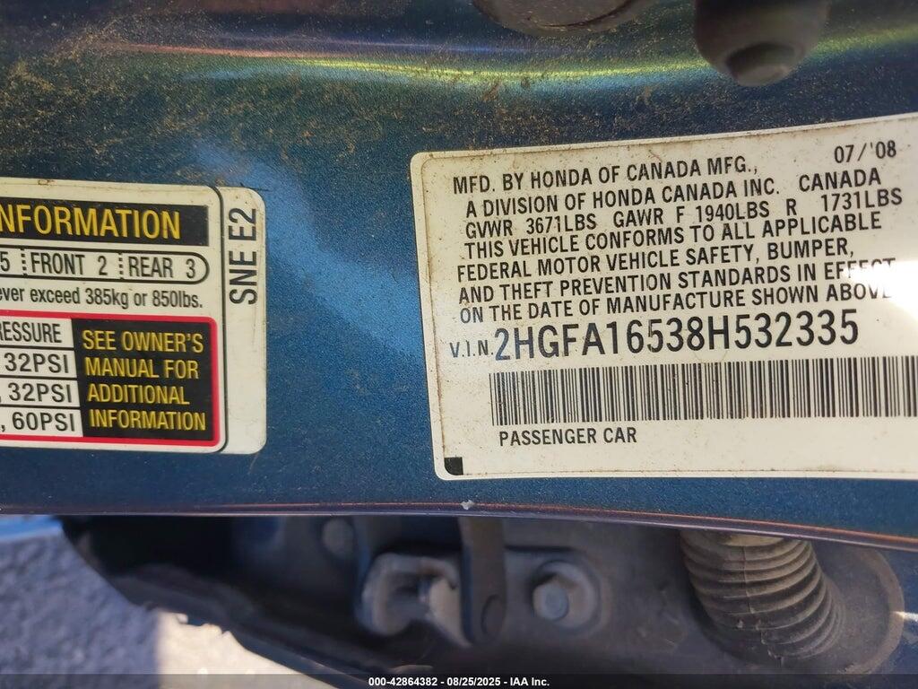 2HGFA16538H532335 2008 HONDA CIVIC photo no. 9