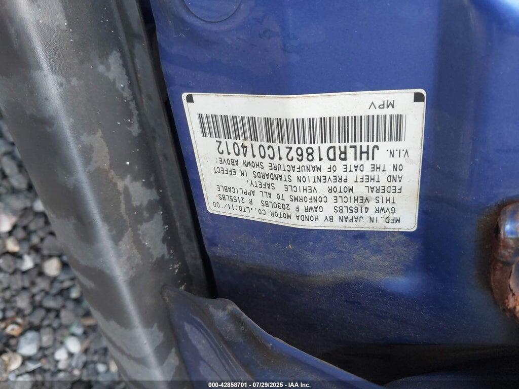 JHLRD18621C014012 2001 HONDA CR-V photo no. 9