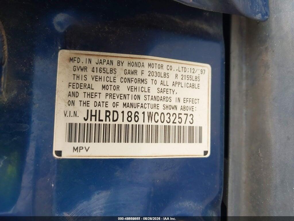 JHLRD1861WC032573 1998 HONDA CR-V photo no. 9