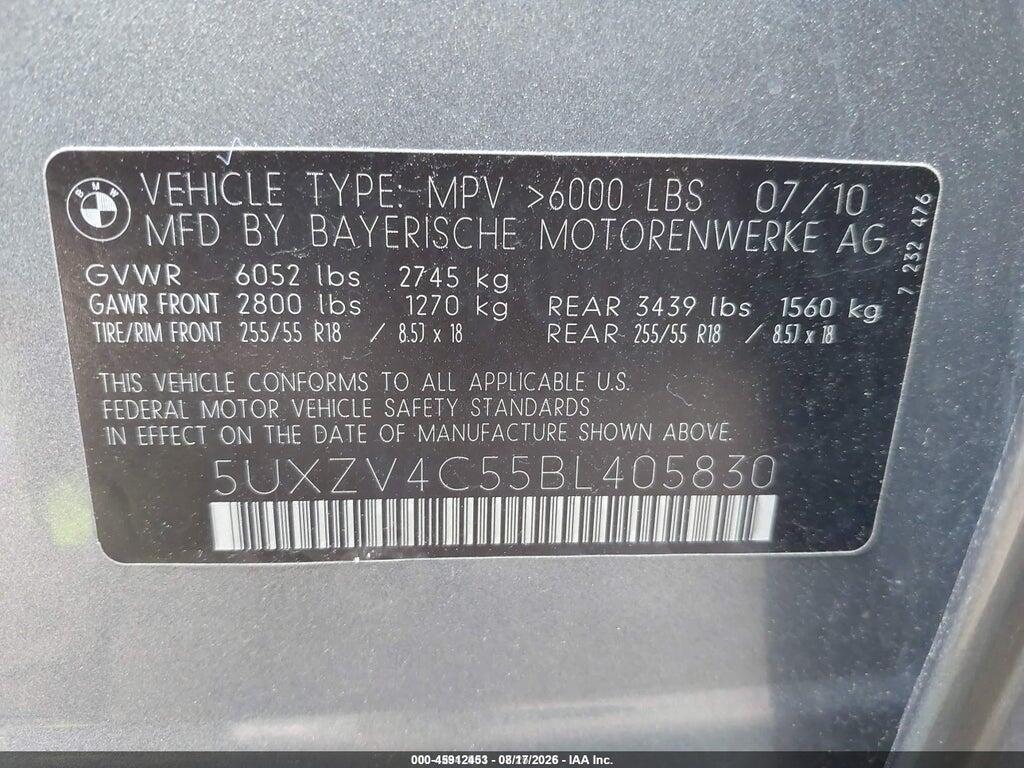 5UXZV4C55BL405830 2011 BMW X5 photo no. 9