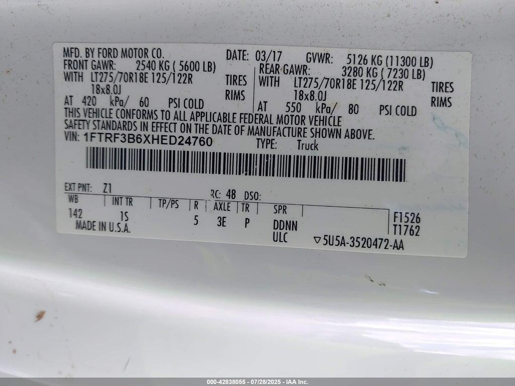 1FTRF3B6XHED24760 2017 FORD F-350 photo no. 9