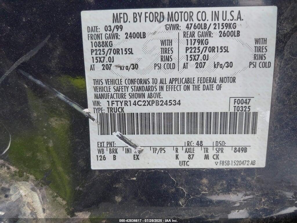 1FTYR14C2XPB24534 1999 FORD RANGER photo no. 9