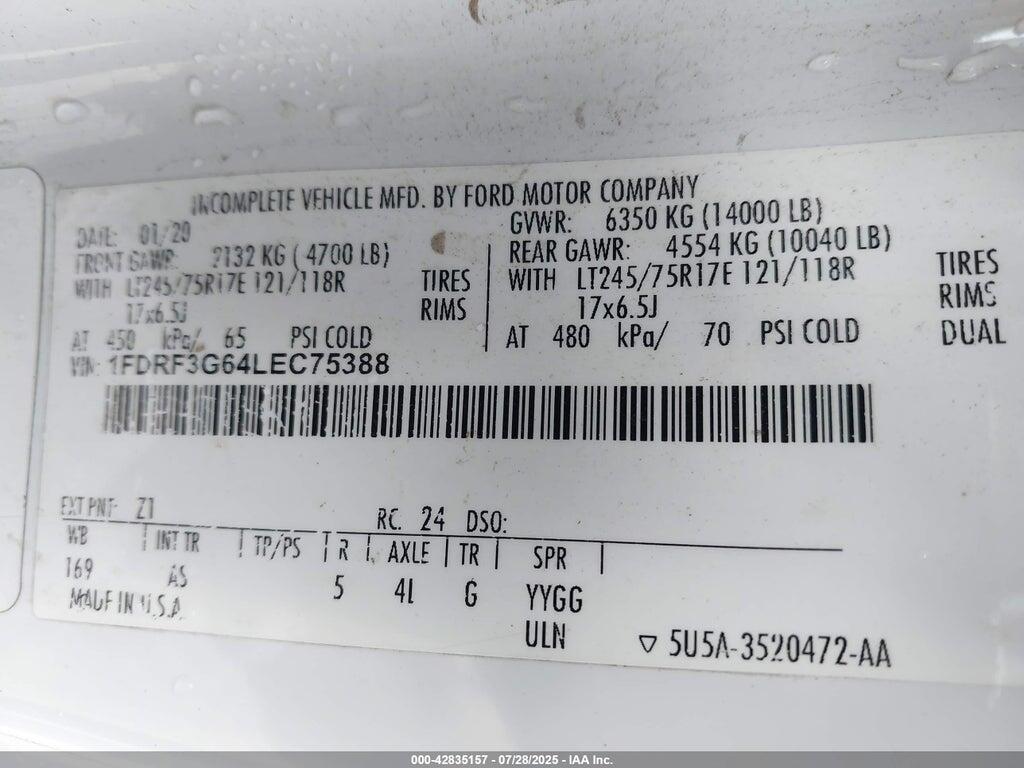 1FDRF3G64LEC75388 2020 FORD F-350 CHASSIS photo no. 9
