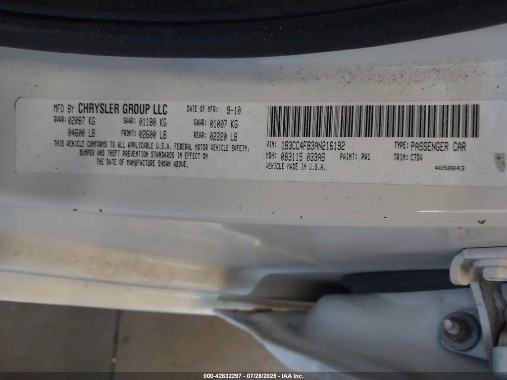 1B3CC4FB3AN216192 2010 DODGE AVENGER photo no. 9