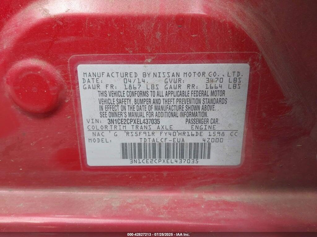 3N1CE2CPXEL437035 2014 NISSAN VERSA NOTE photo no. 9