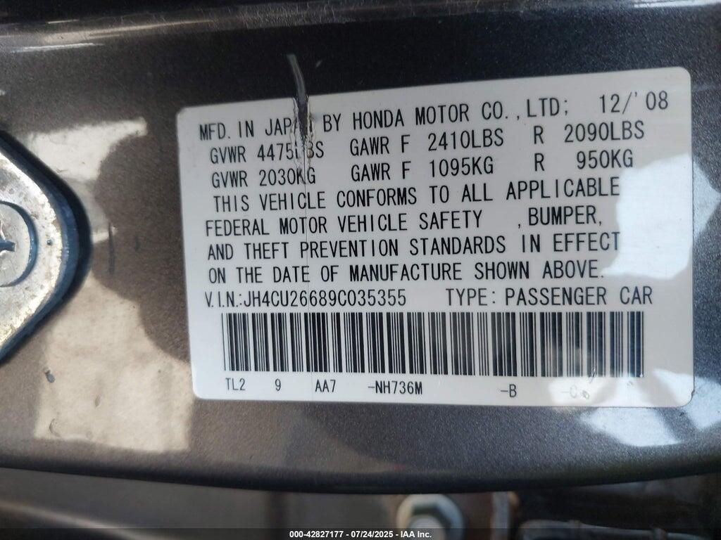 JH4CU26689C035355 2009 ACURA TSX photo no. 9