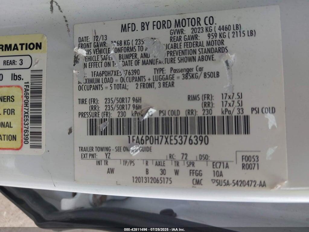1FA6P0H7XE5376390 2014 FORD FUSION photo no. 9