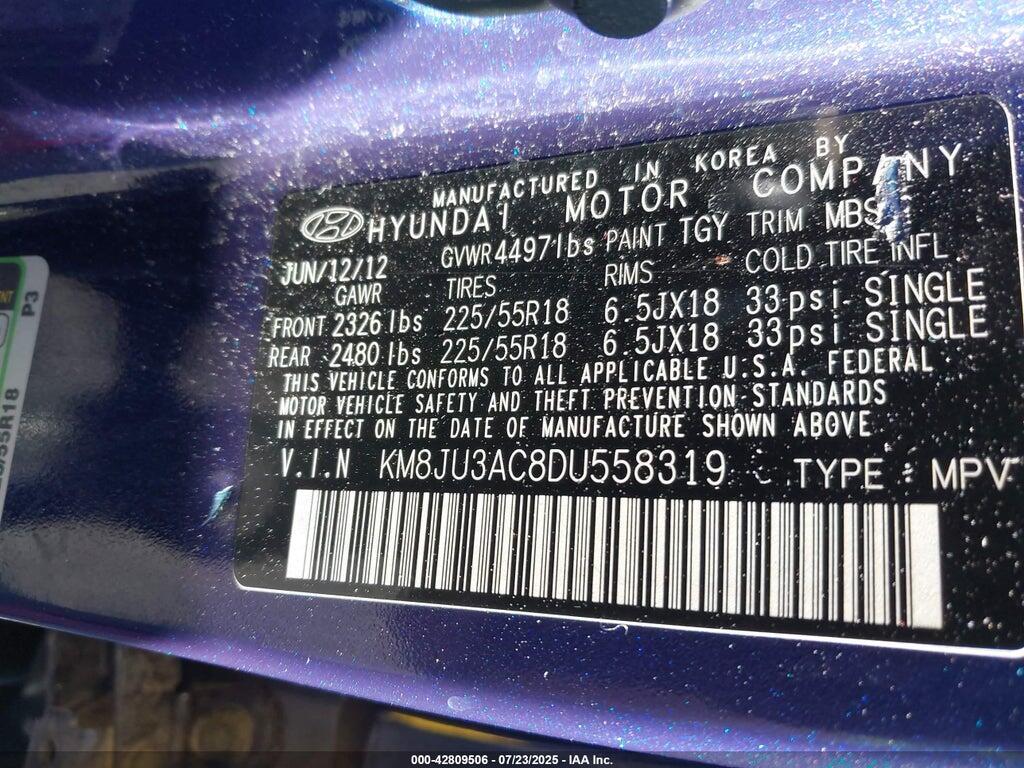 KM8JU3AC8DU558319 2013 HYUNDAI TUCSON photo no. 9