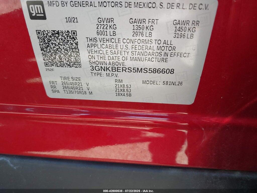 3GNKBERS5MS586608 2021 CHEVROLET BLAZER photo no. 9