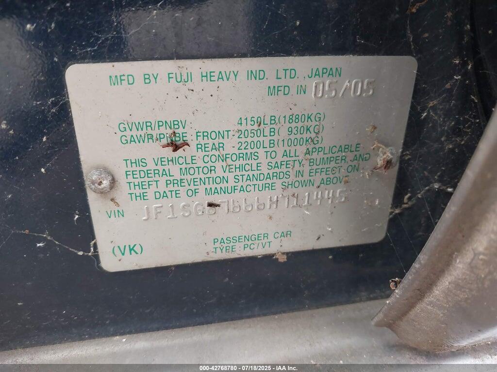 JF1SG67666H711445 2006 SUBARU FORESTER photo no. 9