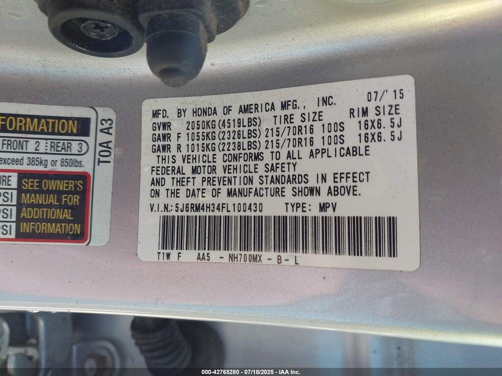 5J6RM4H34FL100430 2015 HONDA CR-V photo no. 9