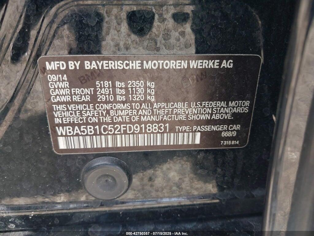 WBA5B1C52FD918831 2015 BMW 535I photo no. 9
