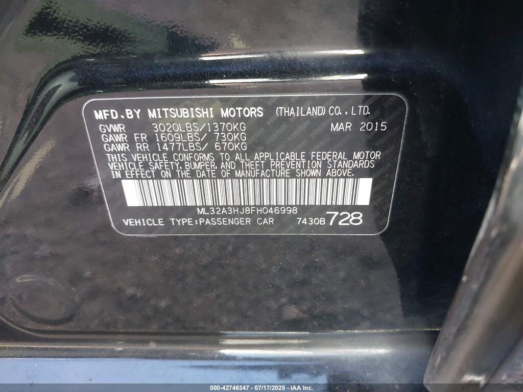 ML32A3HJ8FH046998 2015 MITSUBISHI MIRAGE photo no. 9