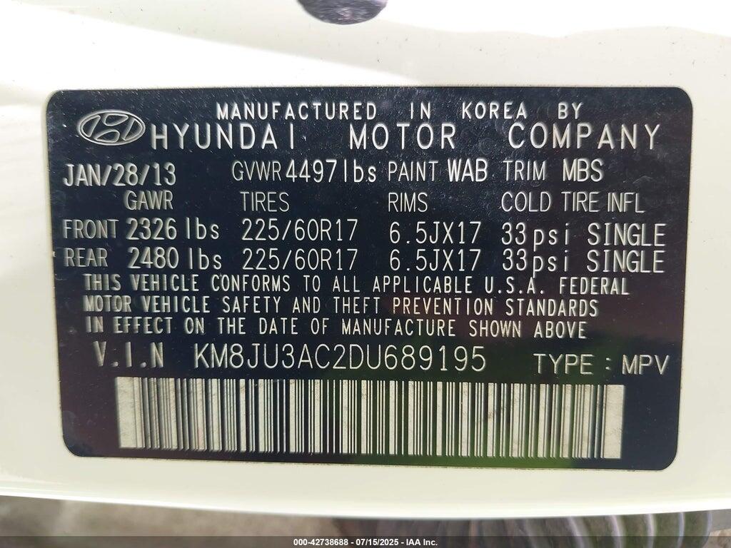 KM8JU3AC2DU689195 2013 HYUNDAI TUCSON photo no. 9