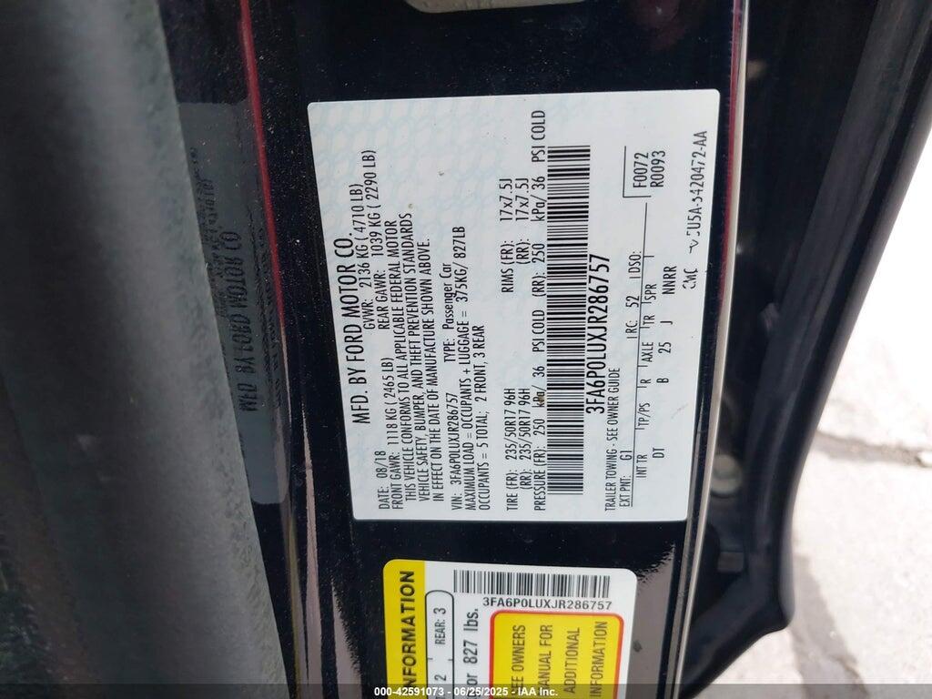 3FA6P0LUXJR286757 2018 FORD FUSION HYBRID photo no. 9