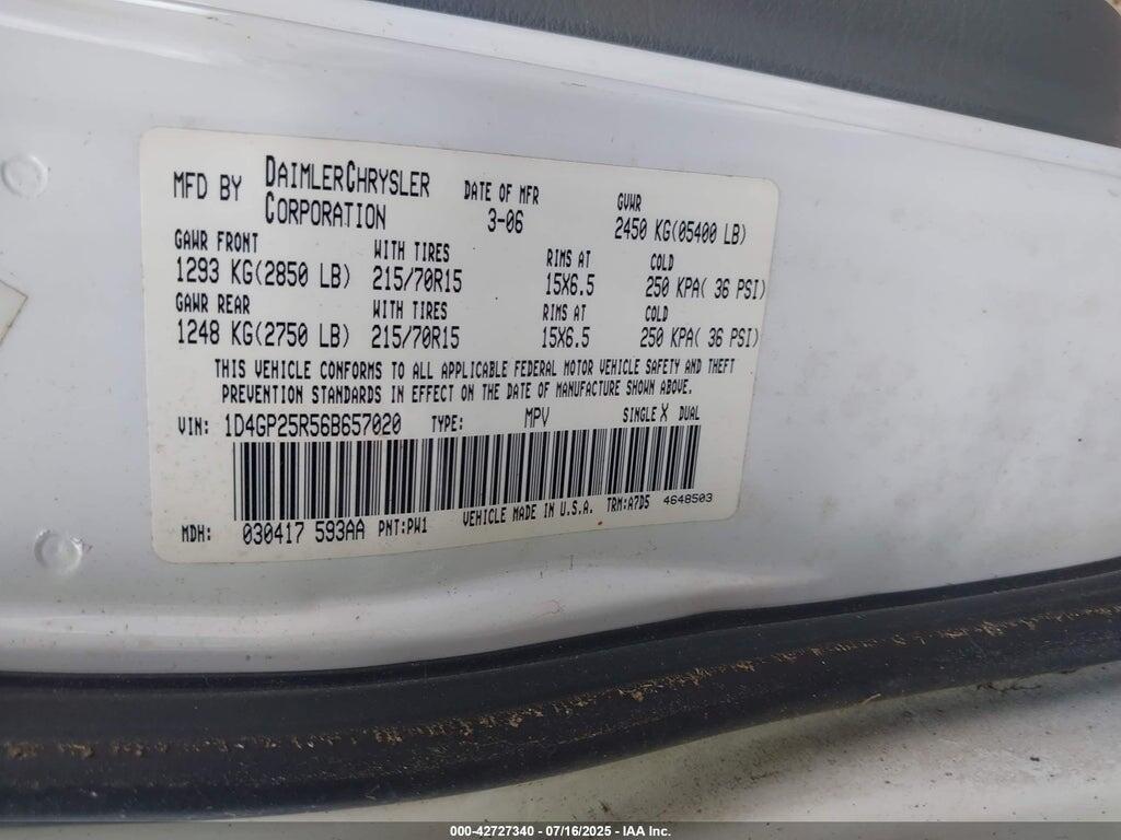 1D4GP25R56B657020 2006 DODGE CARAVAN photo no. 9