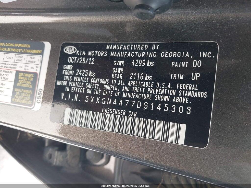 5XXGN4A77DG145303 2013 KIA OPTIMA photo no. 9