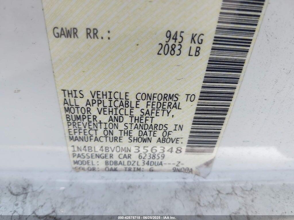 1N4BL4BV0MN356348 2021 NISSAN ALTIMA photo no. 9