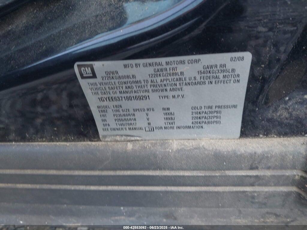 1GYEE637180169291 2008 CADILLAC SRX photo no. 9