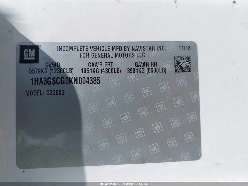 1HA3GSCG0KN004385 2019 CHEVROLET EXPRESS CUTAWAY 4500 photo no. 8