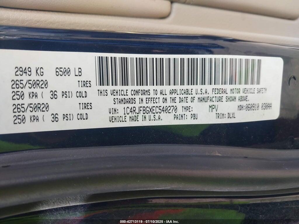 1C4RJFBGXEC540270 2014 JEEP GRAND CHEROKEE photo no. 9