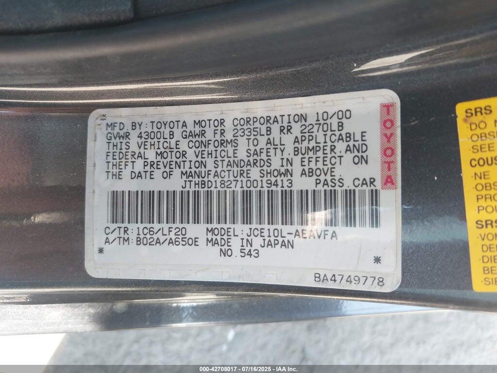 JTHBD182710019413 2001 LEXUS IS 300 photo no. 9
