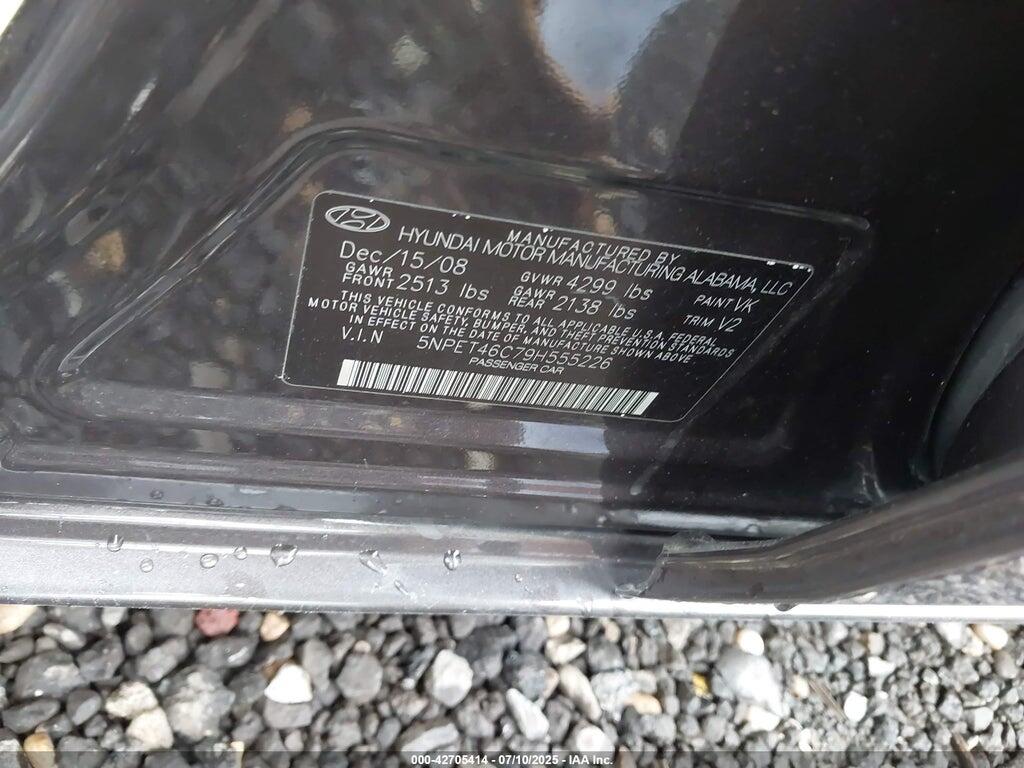 5NPET46C79H555226 2009 HYUNDAI SONATA photo no. 9