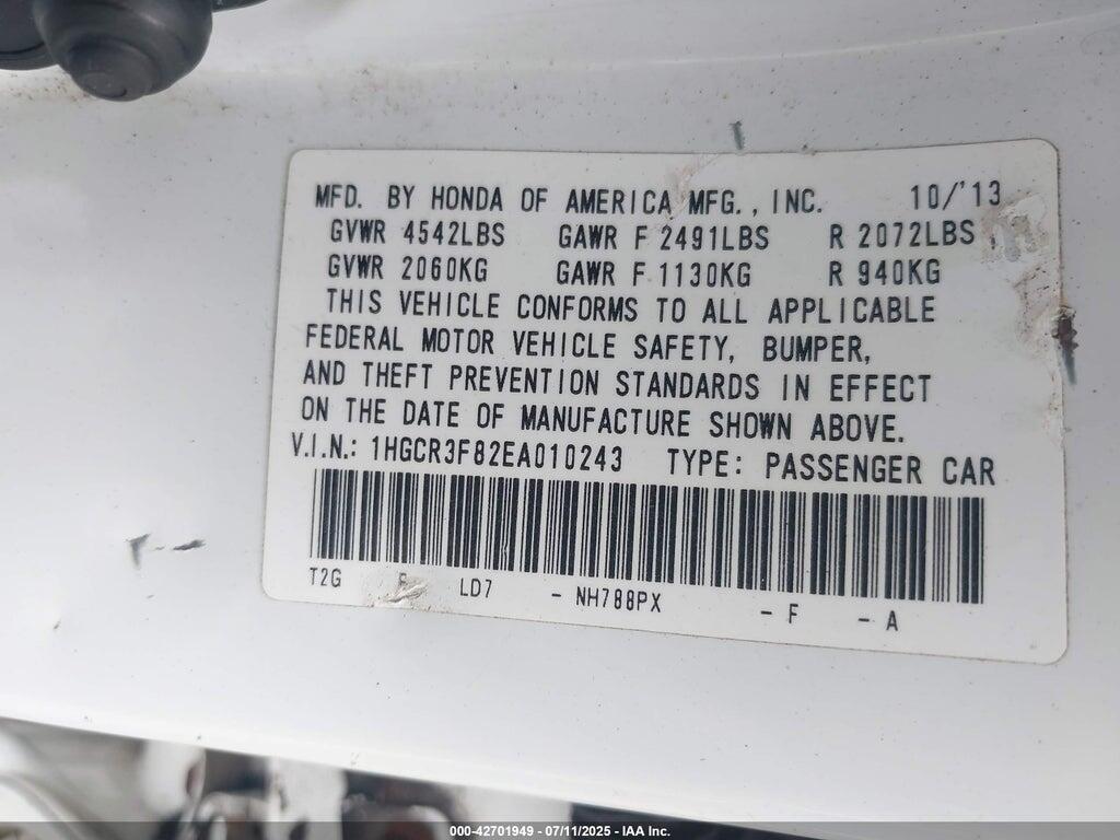 1HGCR3F82EA010243 2014 HONDA ACCORD photo no. 9
