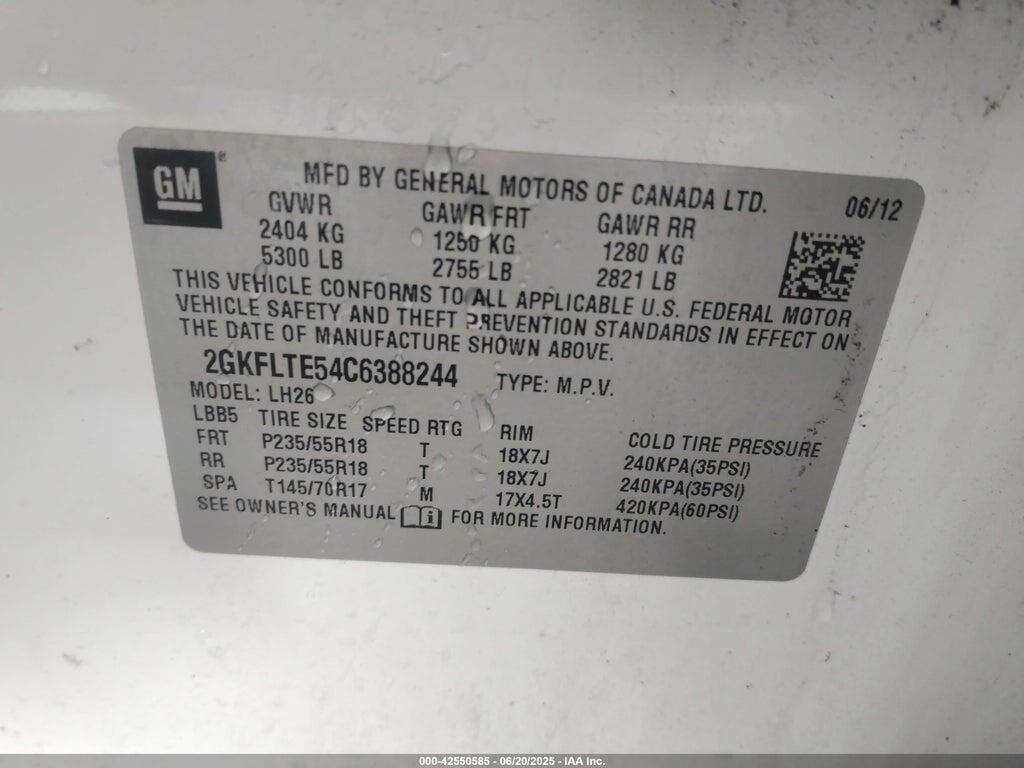 2GKFLTE54C6388244 2012 GMC TERRAIN photo no. 9