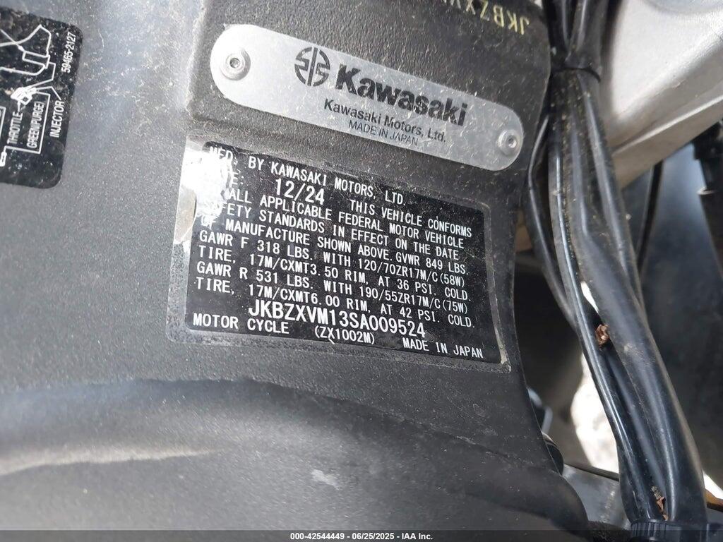 JKBZXVM13SA009524 2025 KAWASAKI ZX1002 photo no. 10