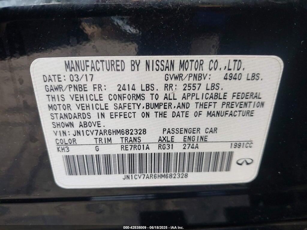 JN1CV7AR6HM682328 2017 INFINITI Q50 photo no. 9