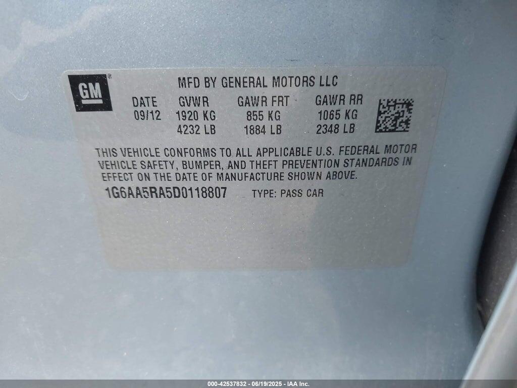 1G6AA5RA5D0118807 2013 CADILLAC ATS photo no. 9