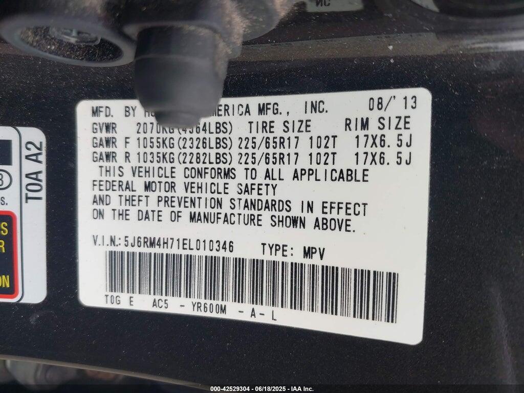 5J6RM4H71EL010346 2014 HONDA CR-V photo no. 9