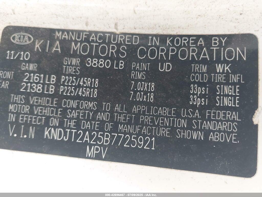 KNDJT2A25B7725921 2011 KIA SOUL photo no. 9