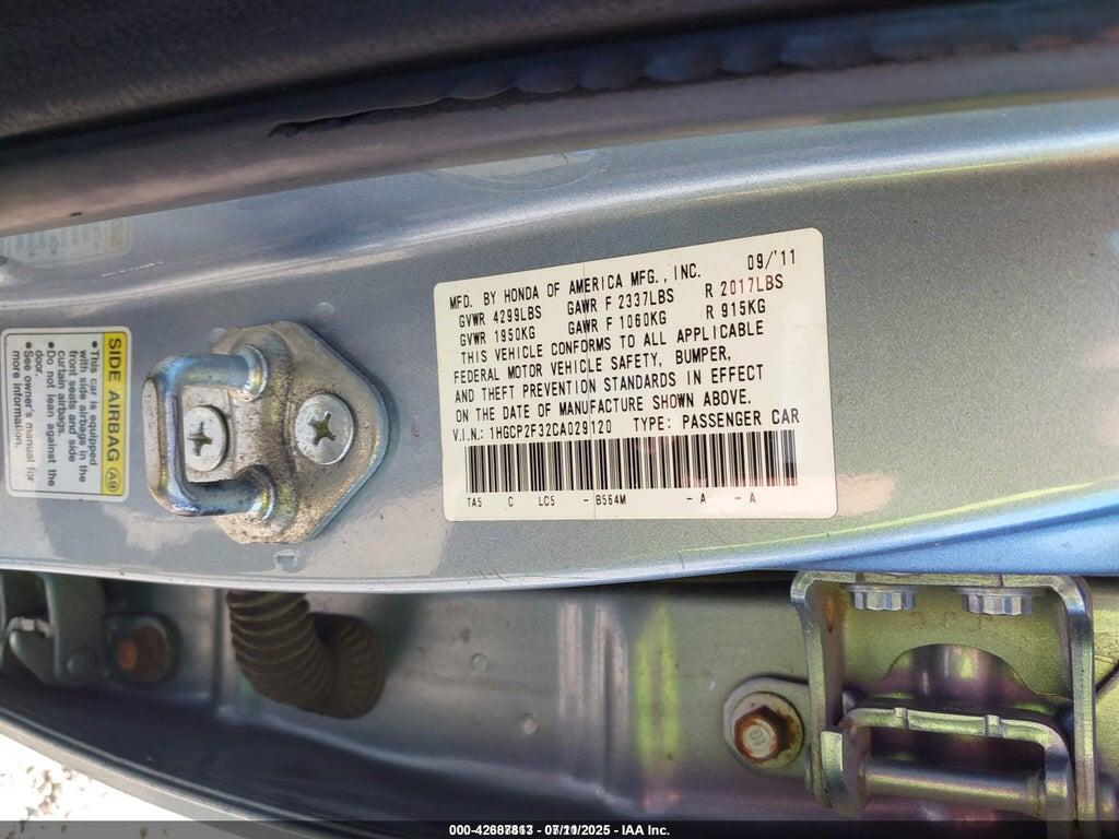 1HGCP2F32CA029120 2012 HONDA ACCORD photo no. 9