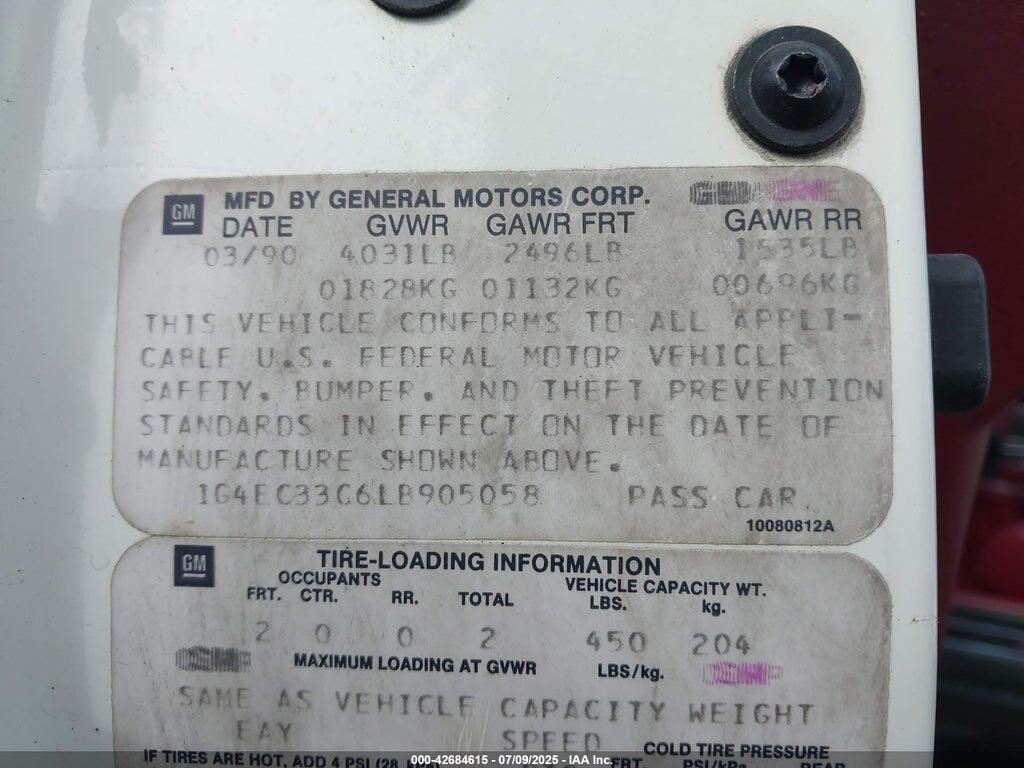 1G4EC33C6LB905058 1990 BUICK REATTA photo no. 9