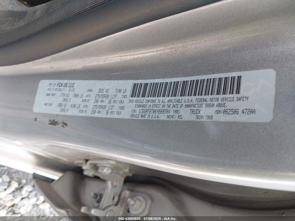 1C6SRFBT0KN589704 2019 RAM 1500 photo no. 9