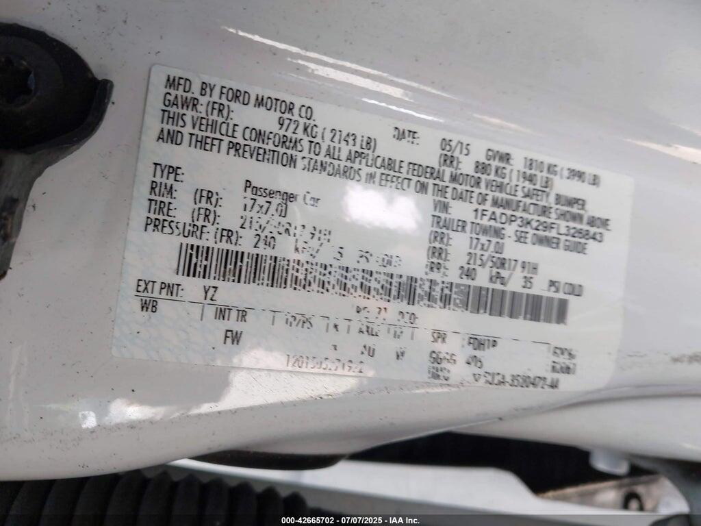 1FADP3K29FL326843 2015 FORD FOCUS photo no. 9
