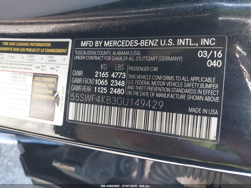 55SWF4KB3GU149429 2016 MERCEDES-BENZ C 300 photo no. 9