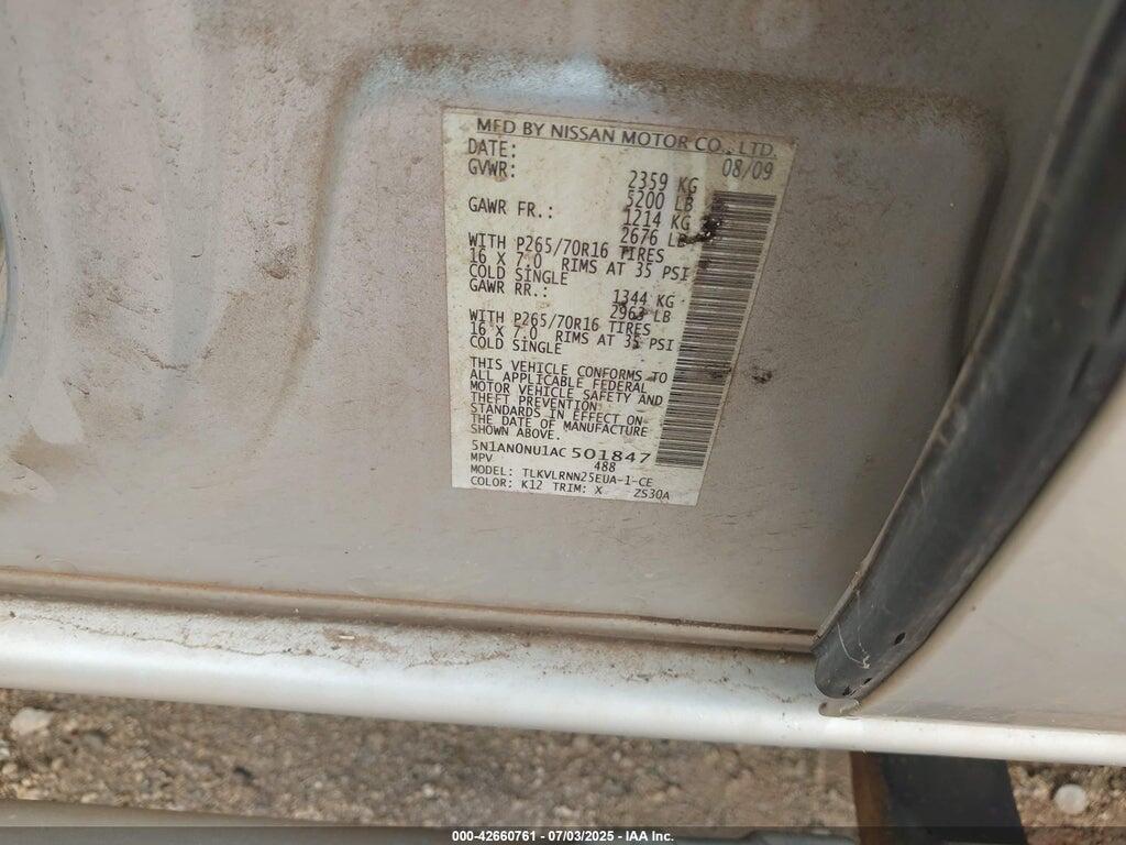 5N1AN0NU1AC501847 2010 NISSAN XTERRA photo no. 9