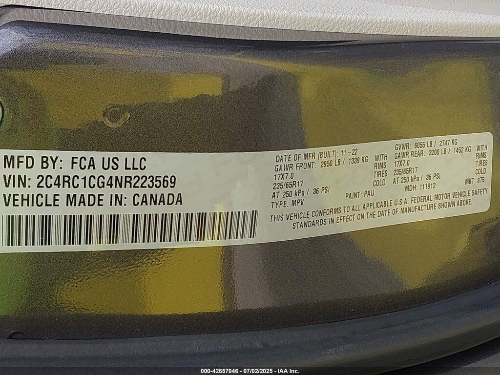 2C4RC1CG4NR223569 2022 CHRYSLER VOYAGER photo no. 9
