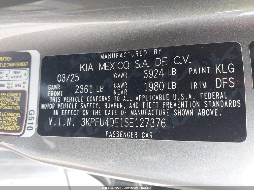 3KPFU4DE1SE127376 2025 KIA K4 photo no. 9