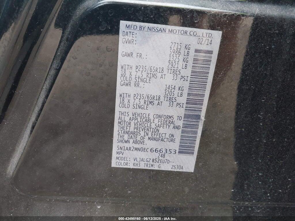 5N1AR2MN0EC666353 2014 NISSAN PATHFINDER photo no. 9