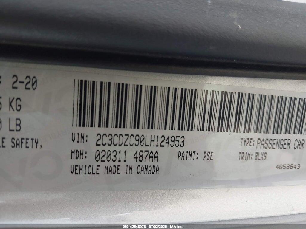 2C3CDZC90LH124953 2020 DODGE CHALLENGER photo no. 9