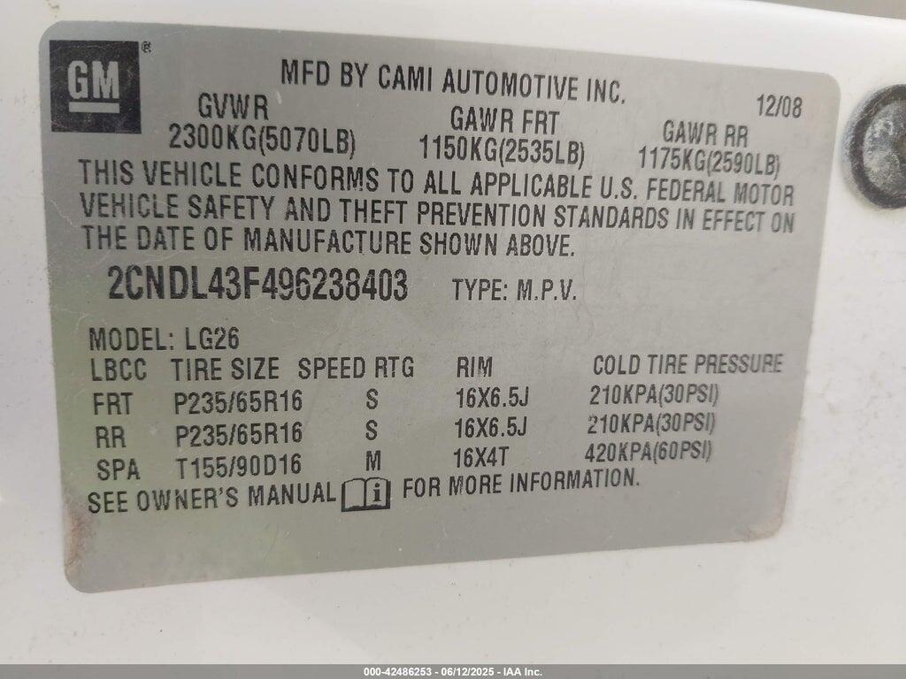 2CNDL43F496238403 2009 CHEVROLET EQUINOX photo no. 9