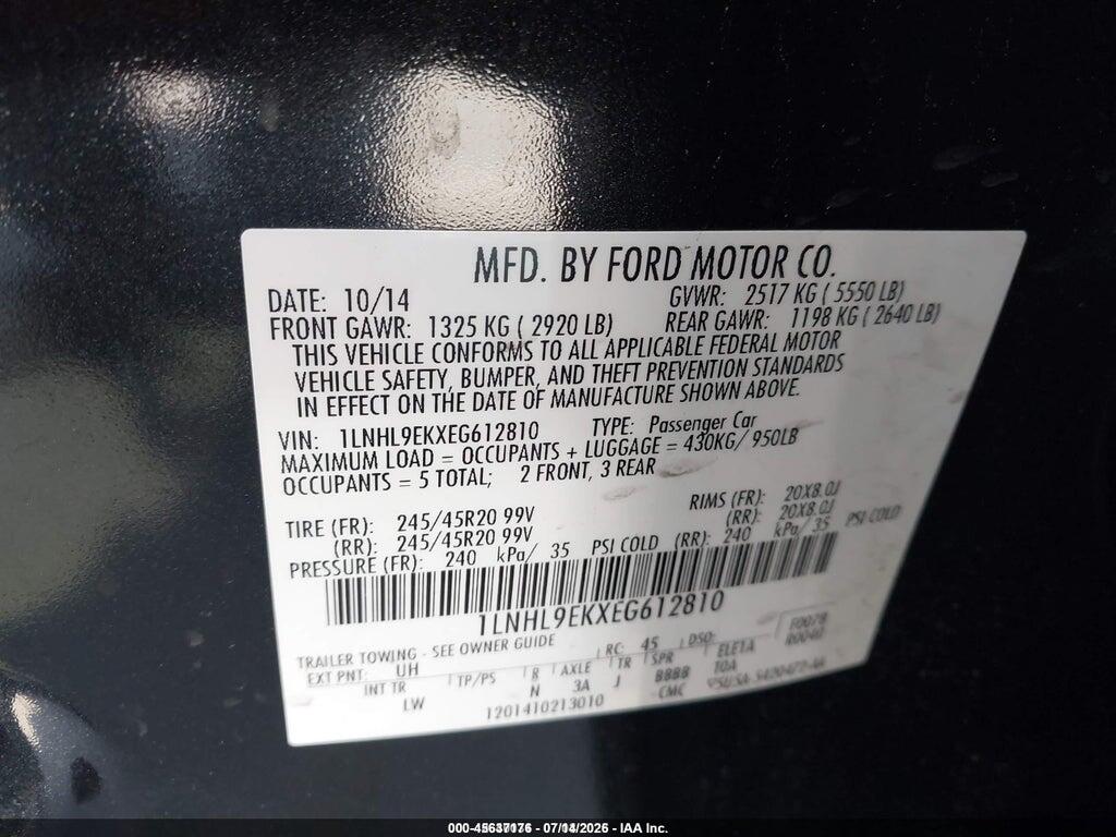 1LNHL9EKXEG612810 2014 LINCOLN MKS photo no. 9