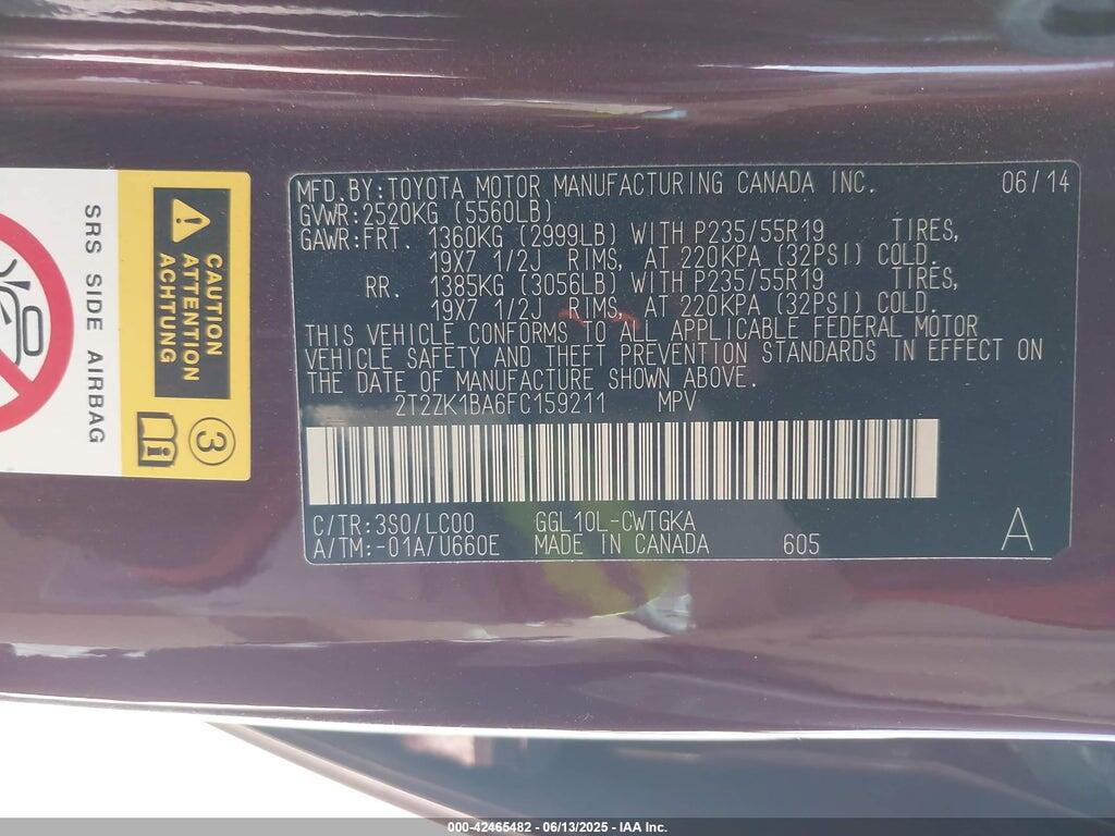 2T2ZK1BA6FC159211 2015 LEXUS RX 350 photo no. 9