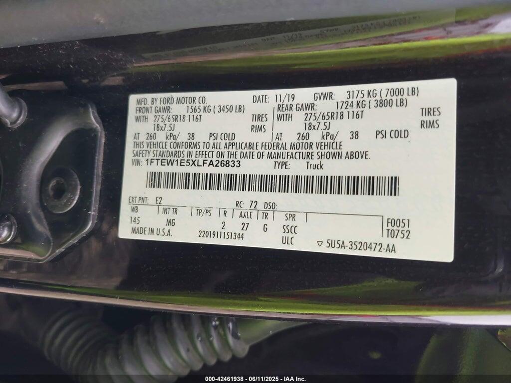 1FTEW1E5XLFA26833 2020 FORD F-150 photo no. 9